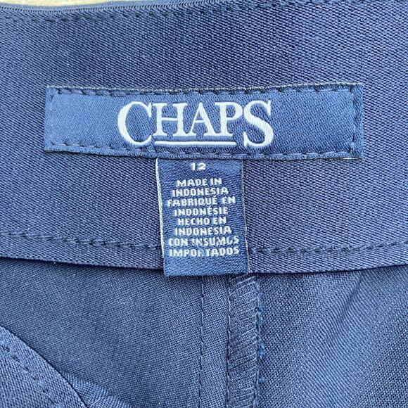 Chaps Dress Pants Sz 12 Navy Wide Leg Zip Navy Careerwear Minimalist Old Money - Picture 7 of 11